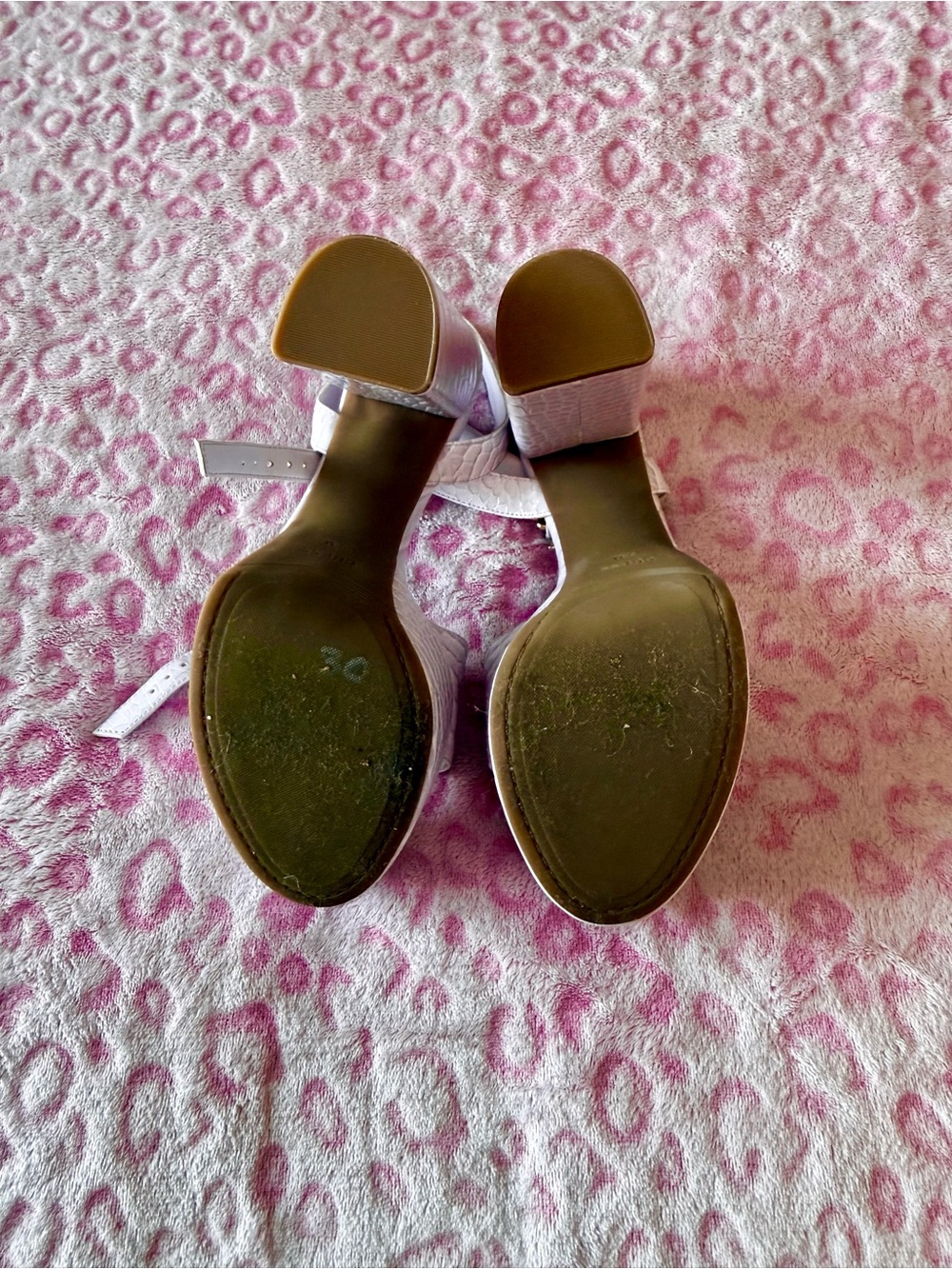 Guess Lavendar Croc-Embossed Block Heel Sandals - Picture 3 of 4